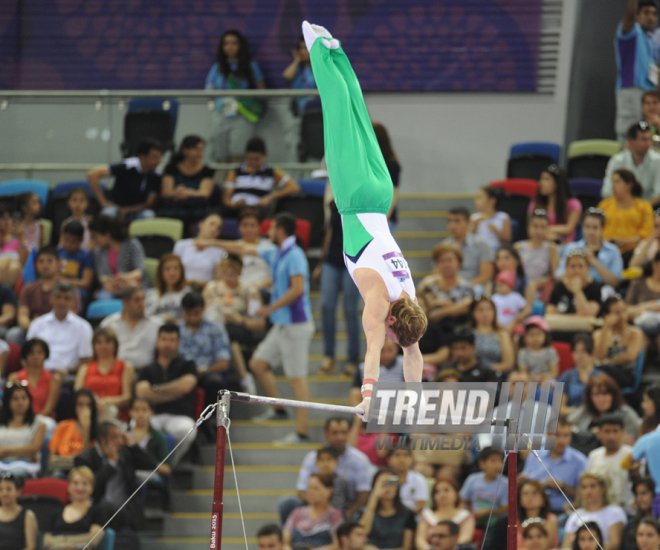 İdman gimnastikası üzrə fərdi çoxnövçülük yarışlarının finalı keçirilir. Bakı, Azərbaycan, 18 iyun 2015